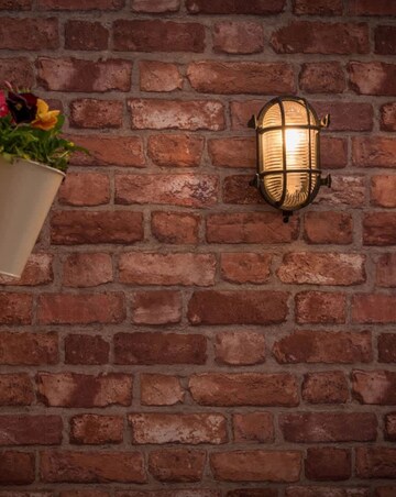 ValueLights Bow Black Bulkhead IP64 Outdoor Wall Light with Filament Bulb