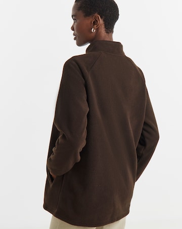 Chocolate Zip Through Longline Fleece