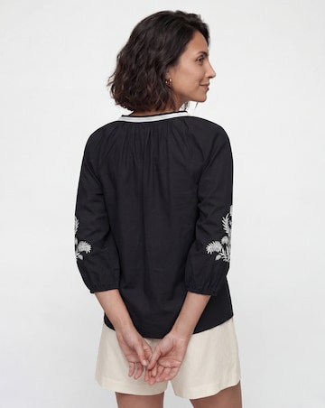 Embroidered Cotton Poplin Tunic Top