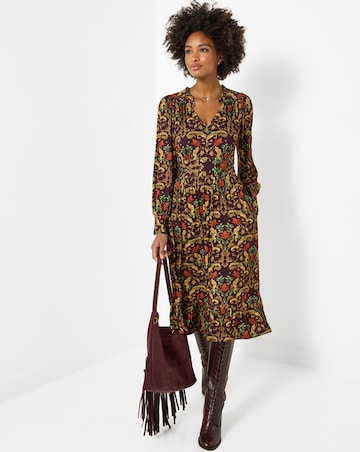 Joe Browns Elegant Leaves Long Sleeve Jersey Midi Dress