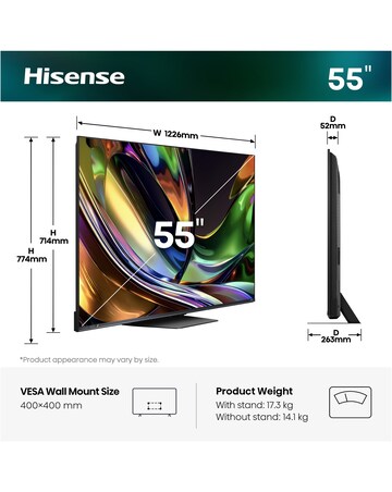 Hisense 55ER8STUK 55in RGB MiniLED 4K UHD Smart TV