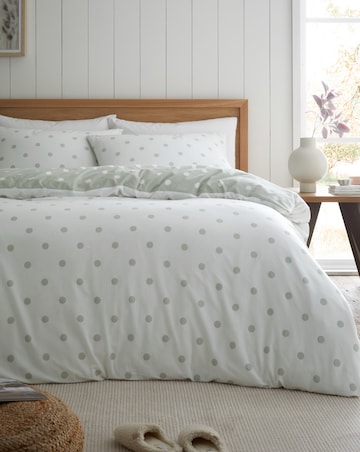 Catherine Lansfield Brushed Polka Dot Duvet Cover Set