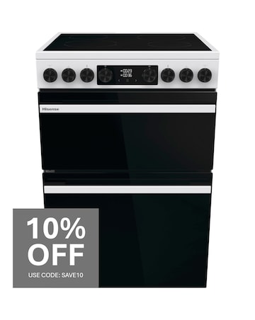 Hisense HDCEC6C20W 60cm Electric Double Cooker - Whte