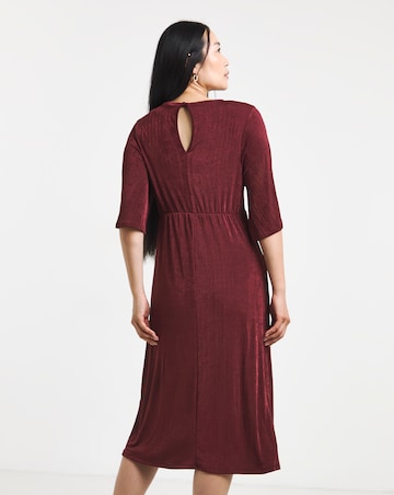 Slinky Twist Front Midi Dress