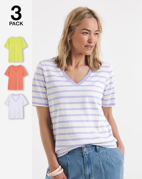 3 Pack V Neck Cotton T-Shirts