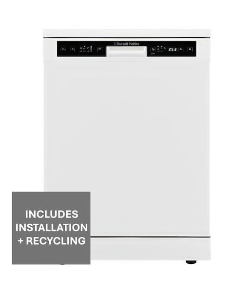 Russell Hobbs RH60DW00D2W 14 Place Settings Full Size Dishwasher White + Install