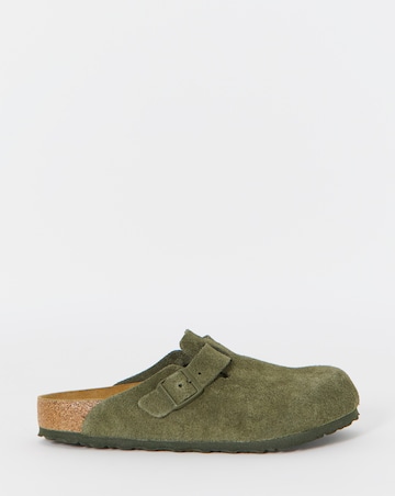 Birkenstock Classic Suede Boston Clogs - Thyme