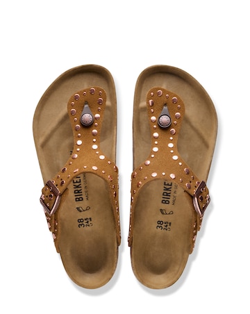 Birkenstock Gizeh Mink Suede Rivet Sandals - Standard Fit (D)