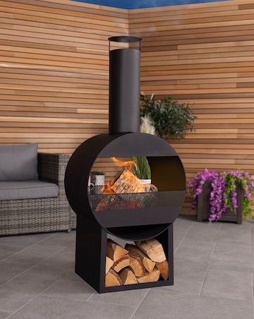 Charles Bentley Black Steel Chimenea
