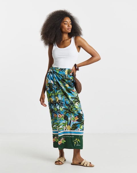 Tie Knot Detail Midaxi Wrap Skirt