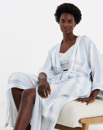Stripe Linen Midi Dressing Gown