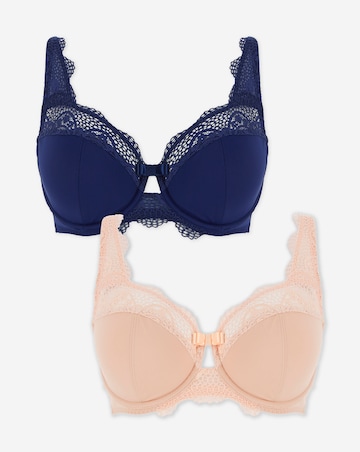 Pretty Secrets 2 Pack Lottie Lace Navy/Blush Full Cup Wired Bras B-G