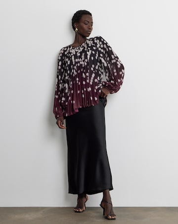Joanna Hope Pleated Chiffon Printed Top