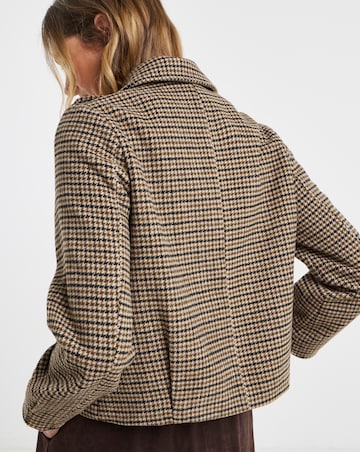 Check Short Button Front Jacket
