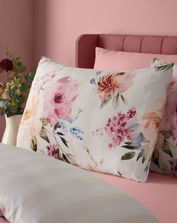Catherine Lansfield Floral Stripe Duvet Cover Set