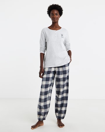Pretty Secrets Henley Top And Check Bottom Cotton Pyjama Set