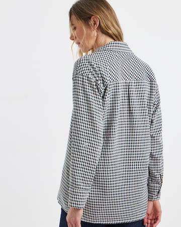 Twill Houndstooth Long Sleeve Shacket