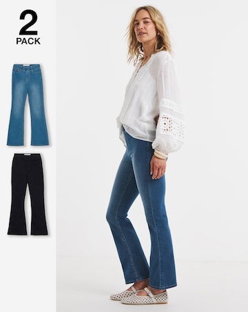 2 Pack Indigo/Black Bootcut Jeggings