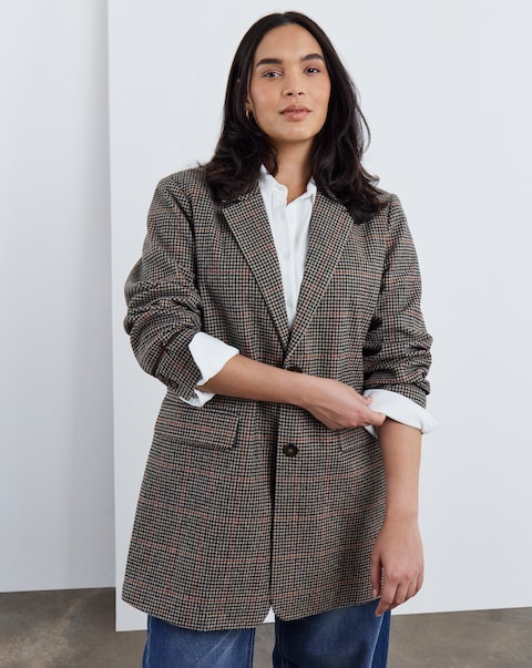 Simply Be Check Print Relaxed Blazer Coat
