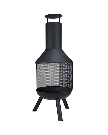 Charles Bentley Round Black Steel Chimenea