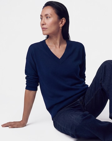 Navy Slouchy V Neck Tunic