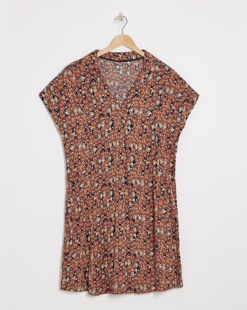 Julipa Printed Textured Crinkle Shift Dress