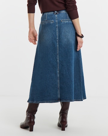 Mid Blue A Line Denim Skirt