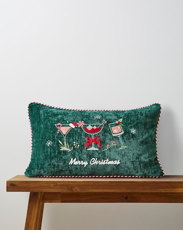 Christmas Cocktails Embroidered Cushion