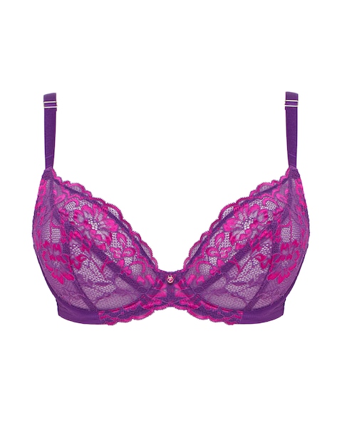 Ann Summers Sexy Lace Two Tone Fuller Bust Non Pad Wired Bra Dark Purple