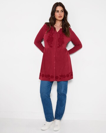 Joe Browns Ribbed Button Through Tunic Top With Embroidery Detail