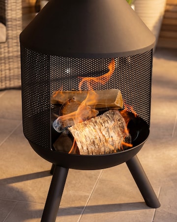 Charles Bentley Round Black Steel Chimenea