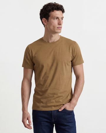 Pure Cotton Crew Neck T-Shirt Long - Beige