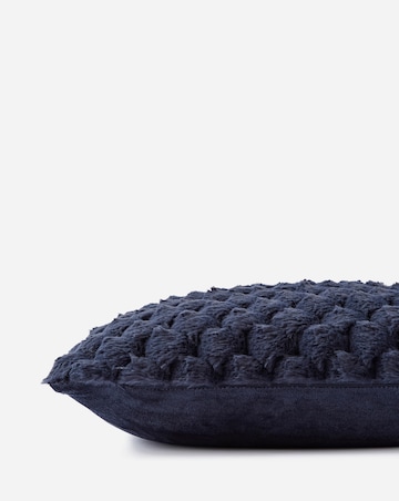 Scallop Faux Fur Cushion - Navy