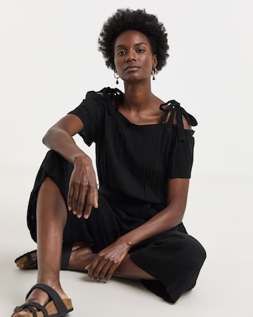Textured Crinkle Tie Strap Jumpsuits