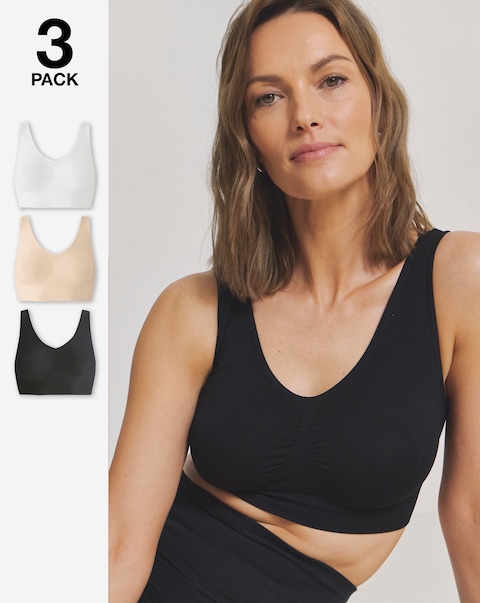 Pretty Secrets (3 Pack) Comfort Tops (Fits A-D) Black/White/Blush