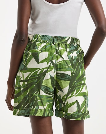 Green Palm Print Bermuda Short