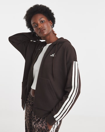 adidas 3 Stripe Fleece Full Zip Hoodie