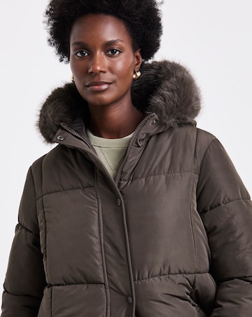 Chocolate Longline Padded Coat