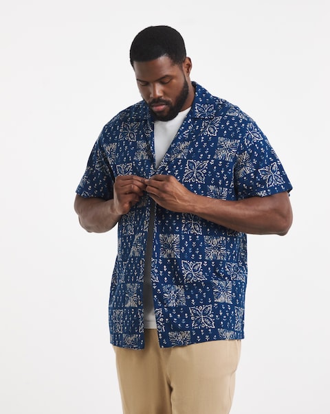 JACK & JONES Premium Lyon Printed Shirt - Navy