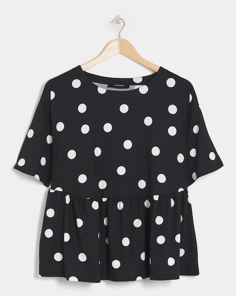 Spot Print Peplum T-Shirt