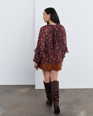 Simply Be Paisley Print Tie Neck Ruffle Blouse