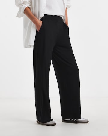 Black Jersey Wide Leg Trousers