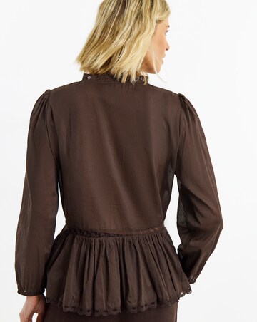 Chocolate Prairie Seam Detail Collarless Blouse