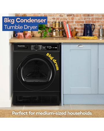 Russell Hobbs RH8CTD111B 8kg Condenser Tumble Dryer Black + Install