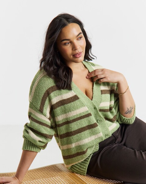 Fluffy Stripe Cardigan