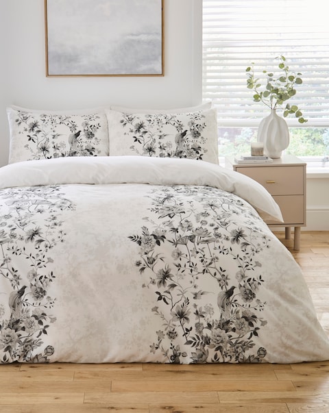 Greyscale Bird Cotton Blend Duvet Cover Set