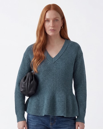 V Neck Peplum Jumper