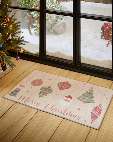 Christmas Baubles Washable Doormat