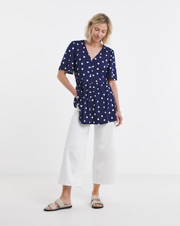 Angel Sleeve Button Front Longline Top