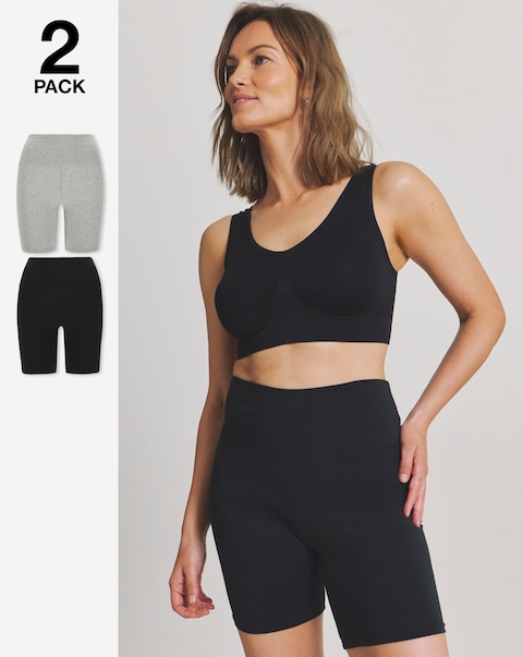 Pretty Secrets (2 Pack) Cotton Comfort Shorts Black/Grey